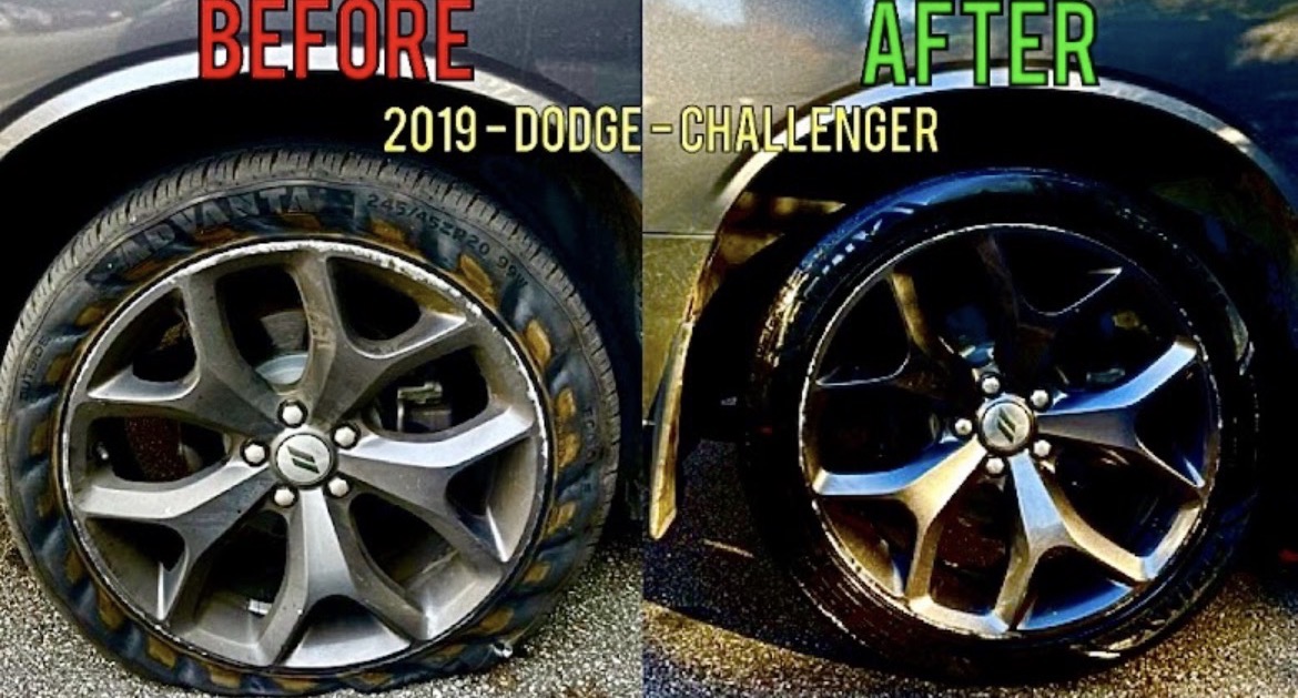 Before and after tire replacement on 2019 Dodge Challenger